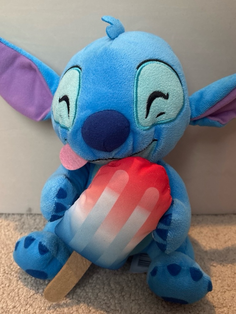 Disney Blue Stitch Plush with Red & Light Blue Popsicle